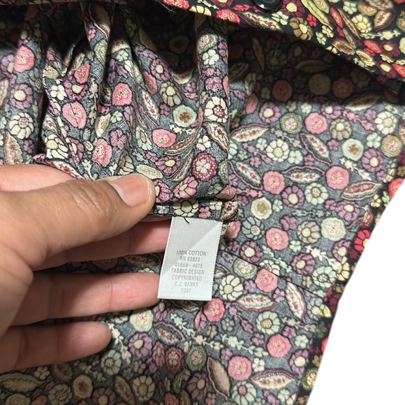 CJ Banks Button Down Blouse Floral Long Sleeves 100% Cotton Size 1X - Picture 7 of 7
